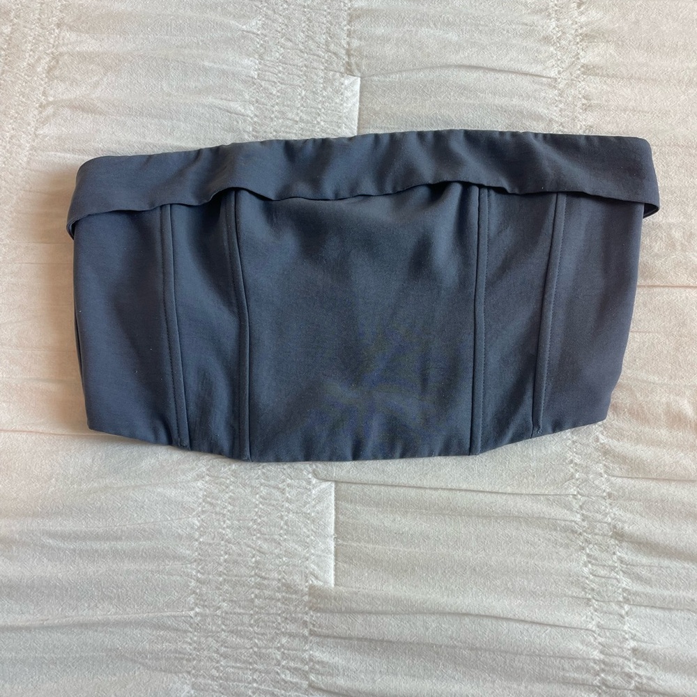 Stylish Blue/Gray Strapless Corset Top